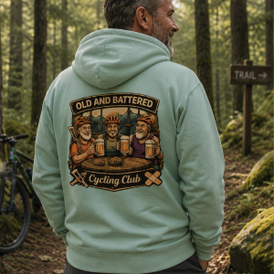Old and battered Cycling Club hoodie